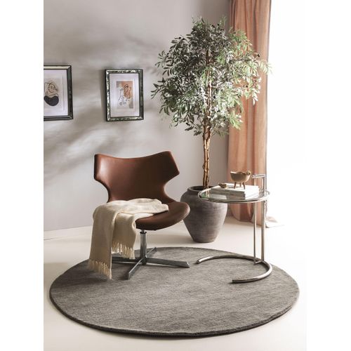 Tapis En Laine Rond Jamal Gris 160 Cm Rond