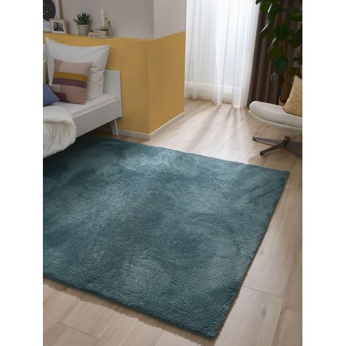 Tapis à Poils Longs Soda Bleu Foncé 200x290 Cm