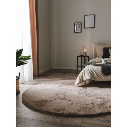 Tapis De Fourrure Dave Taupe  120 Cm Rond