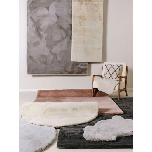 Tapis De Fourrure Dave Taupe  120 Cm Rond