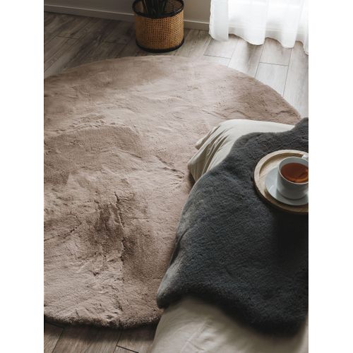 Tapis De Fourrure Dave Taupe  180 Cm Rond