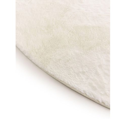 Tapis En Fausse Fourrure Furry Crème 80 Cm Rond
