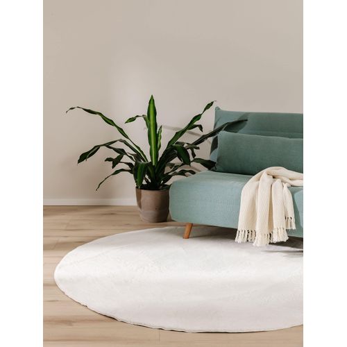 Tapis En Fausse Fourrure Furry Crème 80 Cm Rond