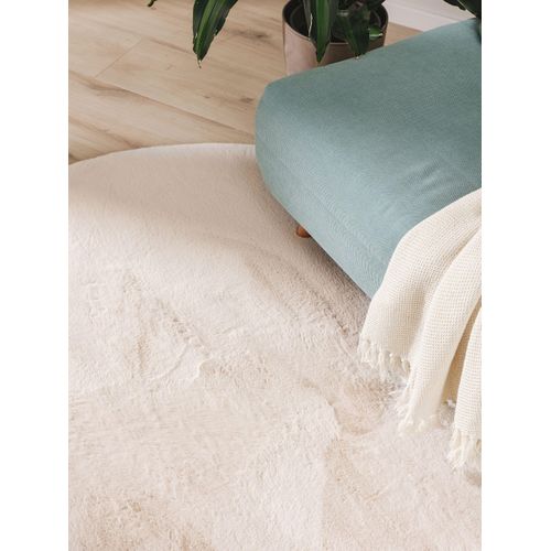 Tapis En Fausse Fourrure Furry Beige 200 Cm Rond