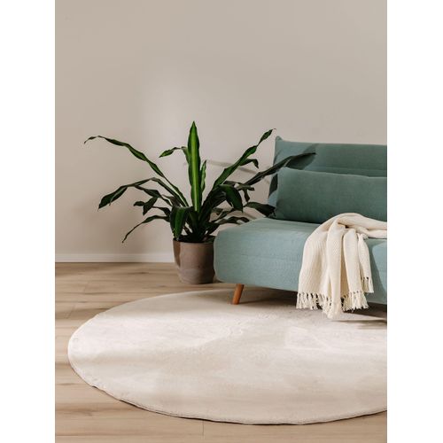 Tapis En Fausse Fourrure Furry Beige 80 Cm Rond