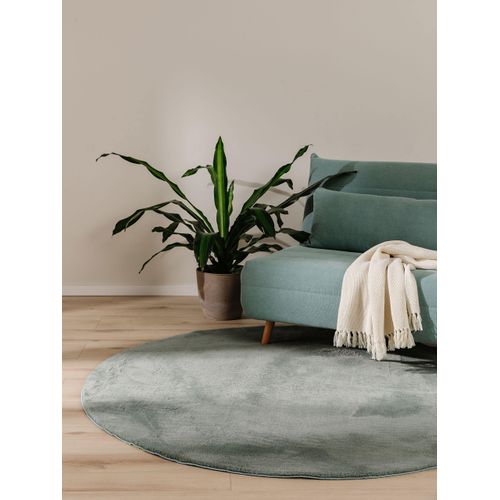 Tapis En Fausse Fourrure Furry Vert 200 Cm Rond