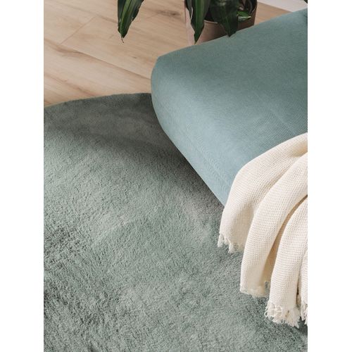 Tapis En Fausse Fourrure Furry Vert 200 Cm Rond