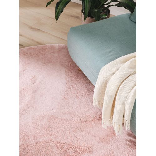 Tapis En Fausse Fourrure Furry Rose 160 Cm Rond