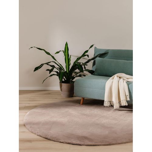 Tapis En Fausse Fourrure Furry Taupe 200 Cm Rond