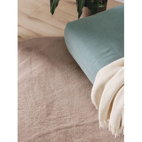 Tapis En Fausse Fourrure Furry Taupe 200 Cm Rond