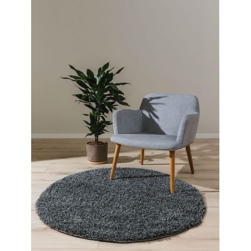 Tapis à Poils Longs Soho Gris 160 Cm Rond