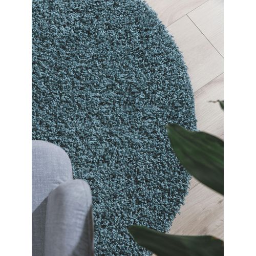 Tapis à Poils Longs Soho Bleu 160 Cm Rond