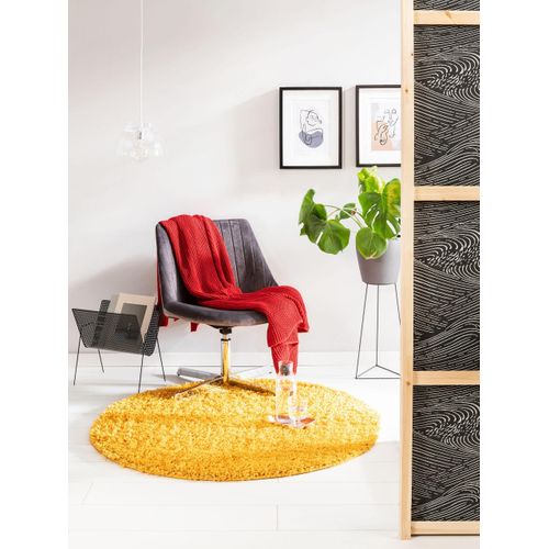 Tapis à Poils Longs Soho Jaune 160 Cm Rond