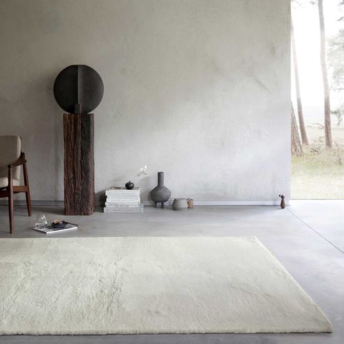 Tapis Doux 200x200  Poils Longs Beige Crème Anna