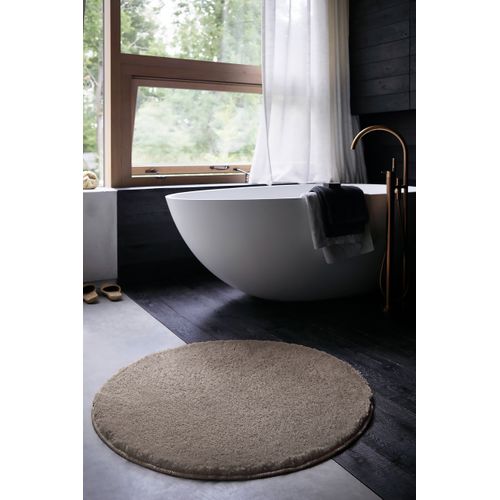 Tapis De Bain 90 Rd. Doux Beige Sable Uni Joris