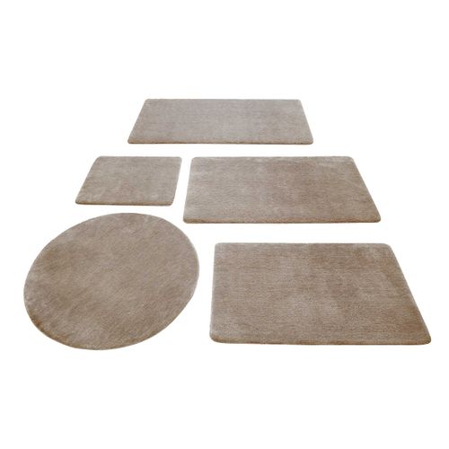 Tapis De Bain 90 Rd. Doux Beige Sable Uni Joris