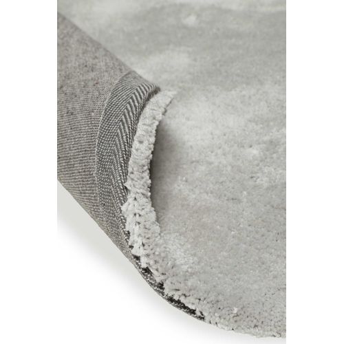 Tapis Rond 120 Cm Poils Longs Microfibre Douce Gris Clair Emilia