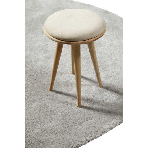 Tapis Rond 120 Cm Poils Longs Microfibre Douce Gris Clair Emilia