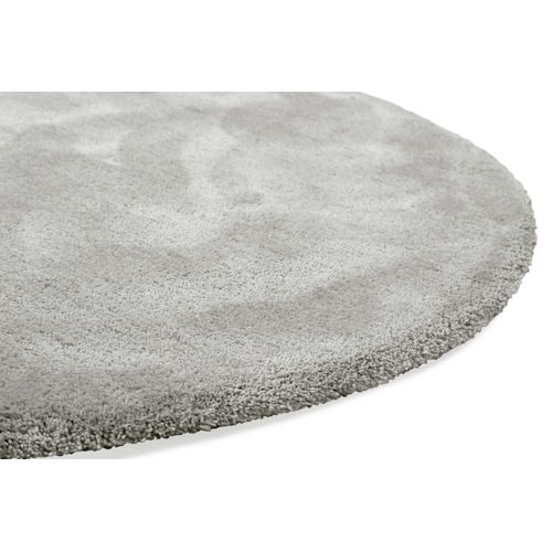 Tapis Rond 120 Cm Poils Longs Microfibre Douce Gris Clair Emilia