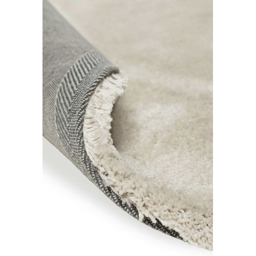 Tapis Rond 200 Cm Poils Longs Microfibre Douce Gris Beige Emilia