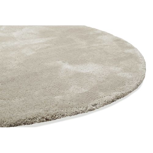 Tapis Rond 200 Cm Poils Longs Microfibre Douce Gris Beige Emilia