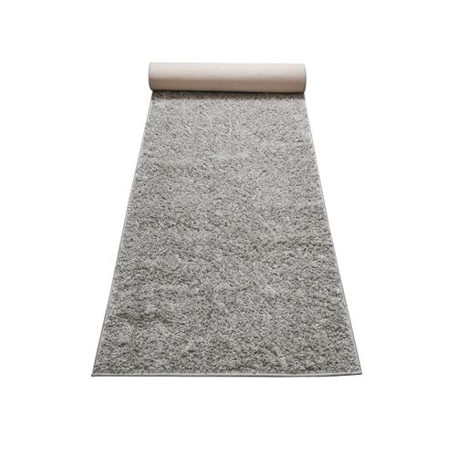 Tapis Gris 80x300 à Poils Aspect Laine Bouclettes Greta