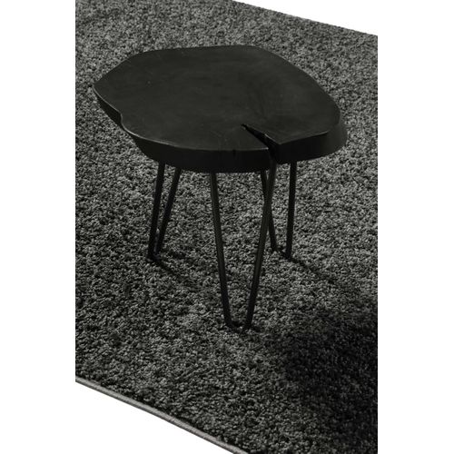 Tapis Anthracite 160x225 à Poils Aspect Laine Bouclettes Greta