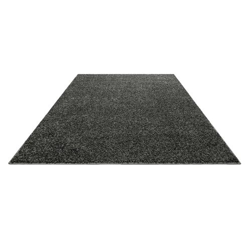 Tapis Anthracite 160x225 à Poils Aspect Laine Bouclettes Greta