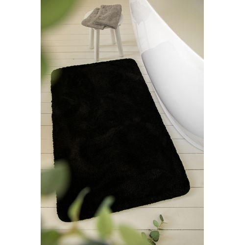 Tapis De Bain 60x100 Doux Noir Uni Joris