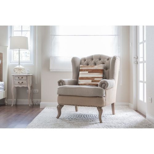 Coussin Déco En Cuir "lavish" 40x60cm Crème