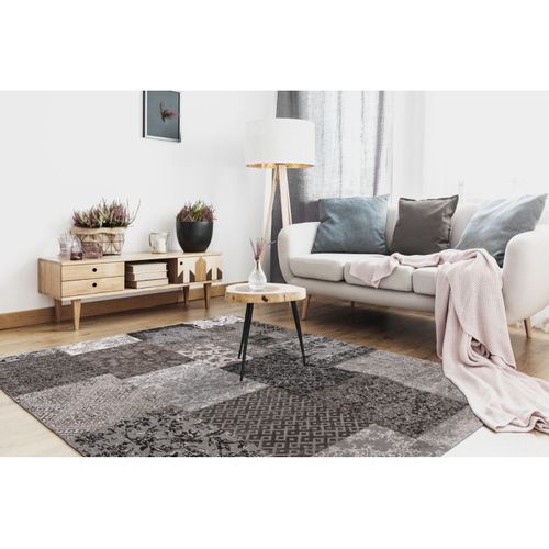 Tapis Tissé Vintage Patchwork "symphony" Marron 80 X 150 Cm