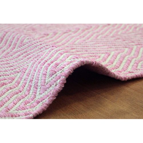 Tapis Rayé Fait Main "aperitif" Rose 160 X 230 Cm