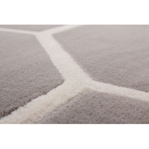 Tapis Effet 3d à Poils Courts "lina" Taupe et Ivoire 80 X 300 Cm