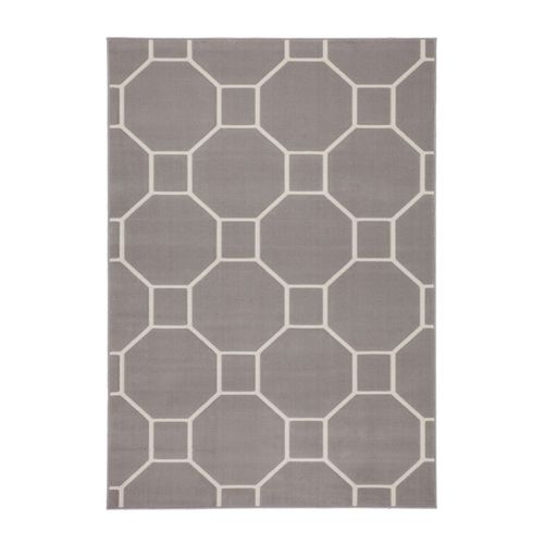 Tapis Effet 3d à Poils Courts "lina" Taupe et Ivoire 80 X 300 Cm