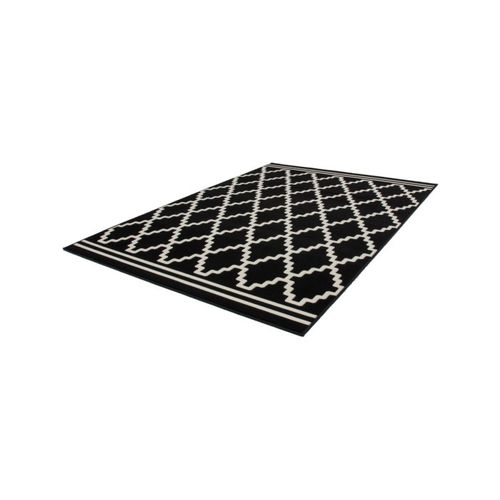 Tapis Imprimé Losange à Poils Courts "lina" Noir 200 X 290 Cm