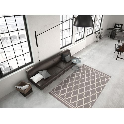 Tapis Imprimé Losange à Poils Courts "lina" Taupe 200 X 290 Cm