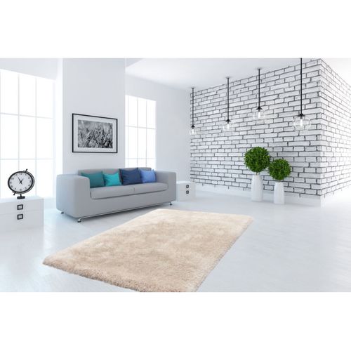 Tapis Shaggy Fait Main "cosy" Ivoire 120 X 170 Cm