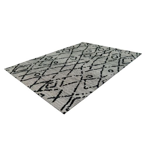 Tapis Jacquard Rétro "river" Gris et Noir 155 X 230 Cm