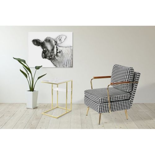 Table D'appoint Design "lucilla" 60cm Blanc et Or