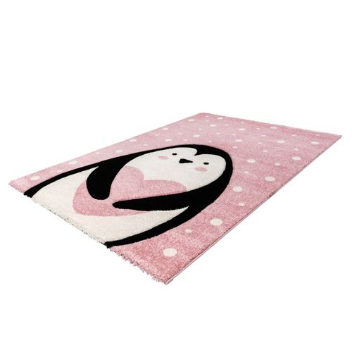 Tapis De Chambre Enfant Pingouin "gidya" Rose 80 X 150 Cm
