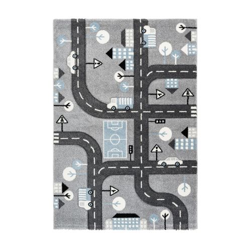 Tapis De Chambre Enfant Voiture "marree" Argent 80 X 150 Cm