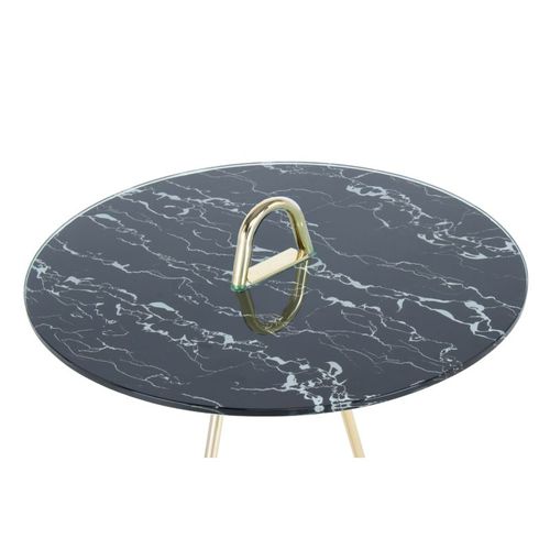 Table D'appoint Design "pendule" 60cm Or et Noir
