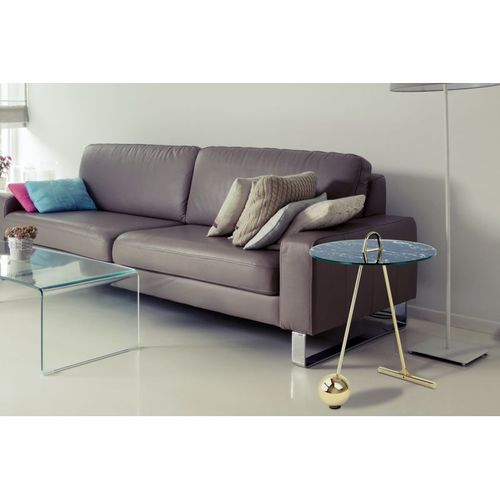 Table D'appoint Design "pendule" 60cm Or et Noir