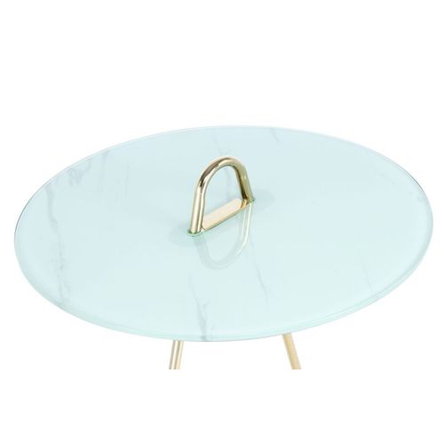 Table D'appoint Design "pendule" 60cm Or et Blanc