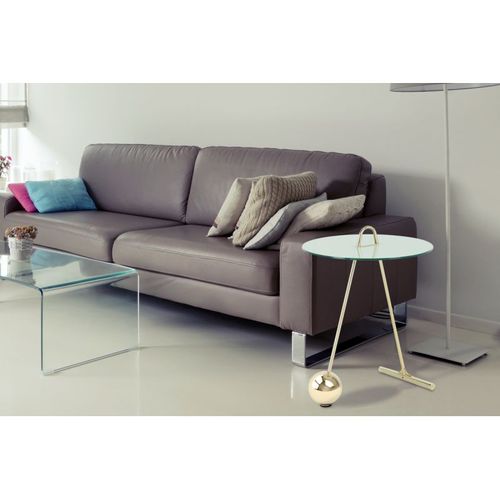 Table D'appoint Design "pendule" 60cm Or et Blanc