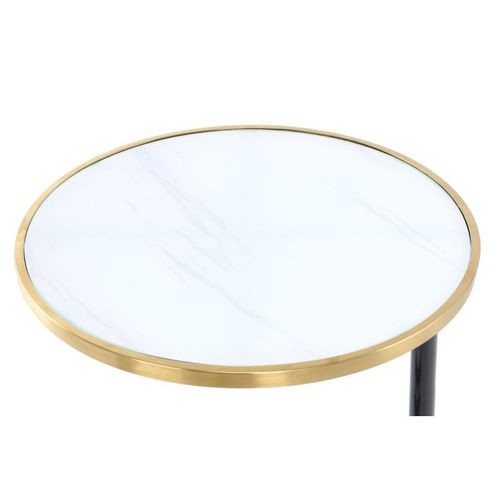 Table D'appoint Design "servant" 62cm Or et Blanc