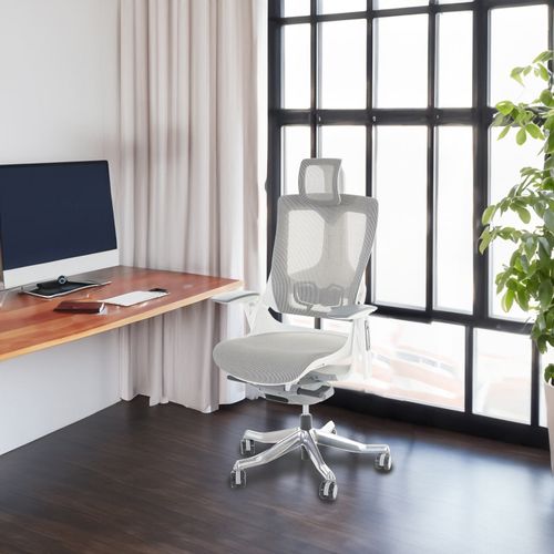 Fauteuil De Bureau Merryfair Wau 2 Rembourrage Filet Ergonomique Blanc Gris