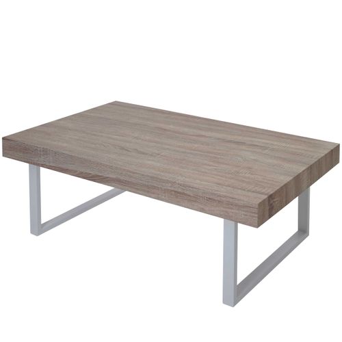 Table Basse De Salon Kos T576, Mvg 40x110x60cm ~ Chêne, Pieds Métalliques Clairs