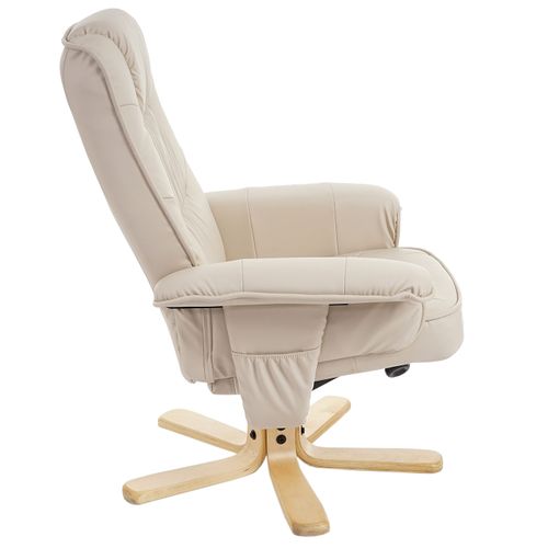 Fauteuil De Télé M56, Fauteuil De Relaxation Sans Tabouret, Similicuir ~ Crème