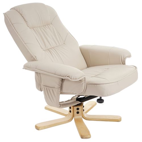 Fauteuil De Télé M56, Fauteuil De Relaxation Sans Tabouret, Similicuir ~ Crème